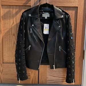 Michael Kors leather moto jacket